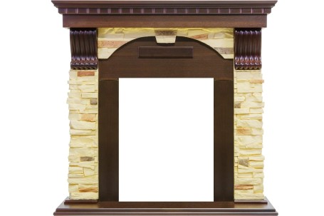 Каминокомплект Dublin - Темный дуб / Сланец с очагом Aspen Gold