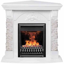 Электрокамин RealFlame Athena Corner GR белый с очагом 3D Oregan