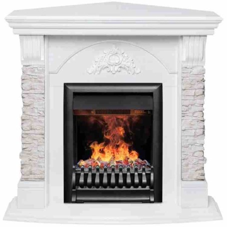 Электрокамин RealFlame Athena Corner GR белый с очагом 3D Oregan