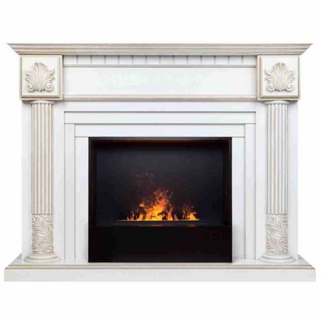 Электрокамин RealFlame Imperia 26/33 WT белый дуб с золотой патиной с очагом 3D Cassette 630 Black Panel