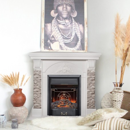 Электрокамин RealFlame Athena Corner GR белый с очагом Majestic Lux Black