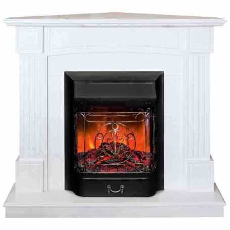 Электрокамин RealFlame Andrea Corner WT фактурный белый с очагом Majestic Lux Black