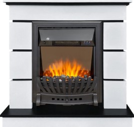 Каминокомплект Modern (Разборный) - Белый с черным с очагом Aspen Black