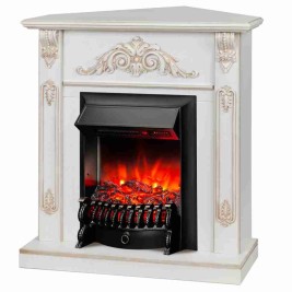 Электрокамин RealFlame Anita Corner WT дуб белый с золотой патиной с очагом Fobos Lux Black RC