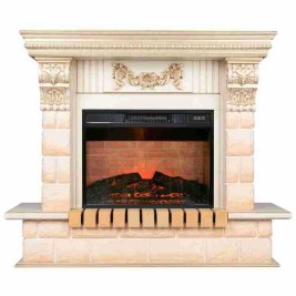 Электрокамин RealFlame Gracia 24/25,5 WT белый дуб с золотой патиной с очагом Irvine 24