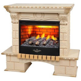Электрокамин RealFlame Bolero WT белый дуб с золотой патиной с очагом 3D Firestar 25,5