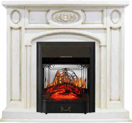 Каминокомплект Florence - Слоновая кость с патиной с очагом Majestic FX M Black RC