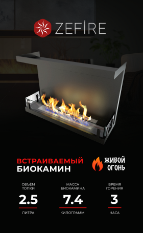 Биокамин торцевой Standart 700 со стемалитом (ZeFire)