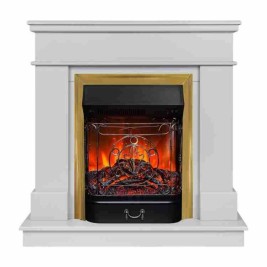 Электрокамин RealFlame Selena STD GR платиновый с очагом Majestic Lux Brass
