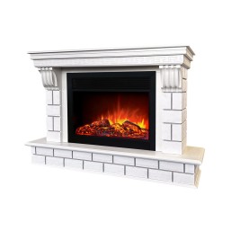 Электрокамин RealFlame Castle 26 WT молочный с очагом Moonblaze Black