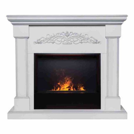 Электрокамин RealFlame Ofelia 26 WT дуб белый с серебряной патиной с очагом 3D Cassette 630 BLACK PANEL
