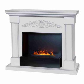 Электрокамин RealFlame Ofelia 26 WT дуб белый с серебряной патиной с очагом 3D Cassette 630 BLACK PANEL
