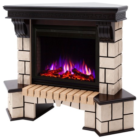 Электрокамин RealFlame Stone Coner AO античный дуб с очагом Saphir 25,5