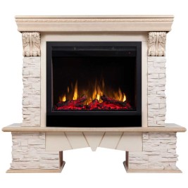 Электрокамин RealFlame Rockland Lux WT белый дуб с золотой патиной с очагом Saphir 25,5