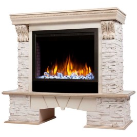 Электрокамин RealFlame Rockland Lux WT белый дуб с золотой патиной с очагом Saphir 25,5