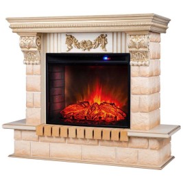 Электрокамин RealFlame Gracia 24/25,5 WT белый дуб с золотой патиной с очагом Evrika 25,5 LED