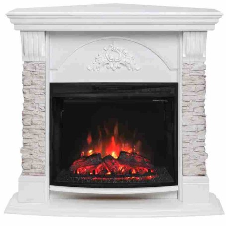Электрокамин RealFlame Athena Corner GR белый с очагом Evrika 25,5 LED