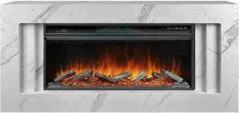 Каминокомплект Line 42 SFT White Marble - Белый мрамор с очагом Vision 42 LOG LED