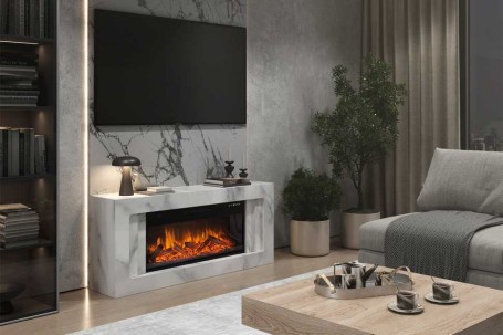 Каминокомплект Line 42 SFT White Marble - Белый мрамор с очагом Vision 42 LOG LED