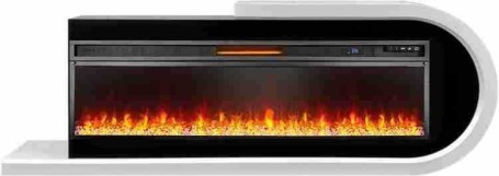 Каминокомплект Basel 60 R - Белый с черным с очагом Vision 60 LED