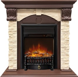 Каминокомплект Dublin STD SFT (Разборный) - Темный дуб / Сланец с очагом Fobos FX M Black RC