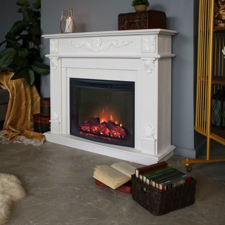 Электрокамин RealFlame Philadelphia 25,5/26 WT белое золото с очагом Evrika 25,5 LED