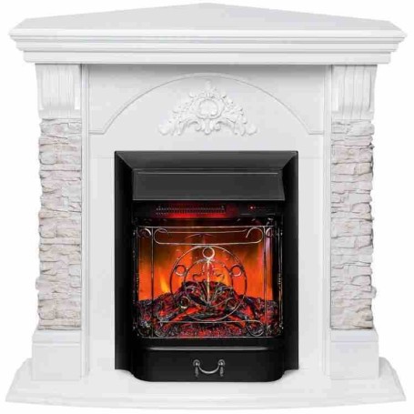 Электрокамин RealFlame Athena Corner GR белый с очагом Majestic Lux Black RC