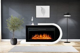 Каминокомплект Basel 60 R - Белый с черным с очагом Vision 60 LOG LED
