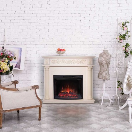 Электрокамин RealFlame Attica WT айвори с очагом Evrika 25,5 LED