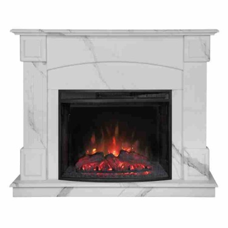 Электрокамин RealFlame Carolina 24/25,5 WT цвет мрамор белый с очагом Evrika 25,5 LED