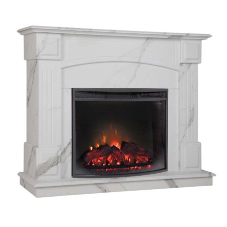 Электрокамин RealFlame Carolina 24/25,5 WT цвет мрамор белый с очагом Evrika 25,5 LED
