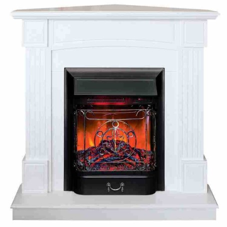 Электрокамин RealFlame Andrea Corner WT фактурный белый с очагом Majestic Lux Black RC