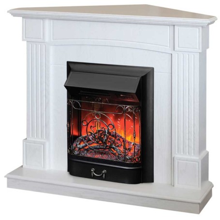 Электрокамин RealFlame Andrea Corner WT фактурный белый с очагом Majestic Lux Black RC