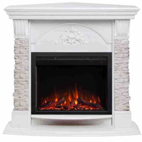 Электрокамин RealFlame Athena Corner GR белый с очагом Saphir 25,5