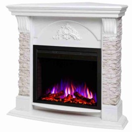 Электрокамин RealFlame Athena Corner GR белый с очагом Saphir 25,5