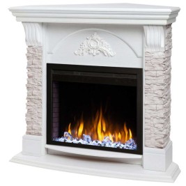 Электрокамин RealFlame Athena Corner GR белый с очагом Saphir 25,5