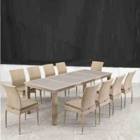 Комплект плетеной мебели T438/Y380C-W85 Latte (10+1) + подушки