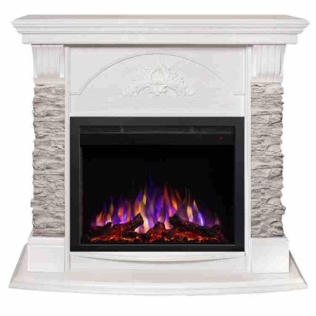 Электрокамин RealFlame Athena GR WT белый с очагом Saphir 25,5