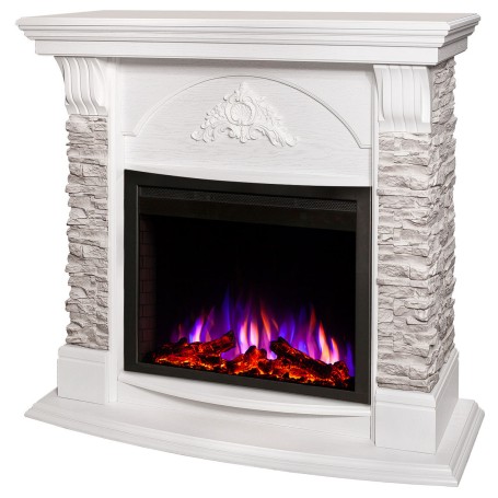 Электрокамин RealFlame Athena GR WT белый с очагом Saphir 25,5