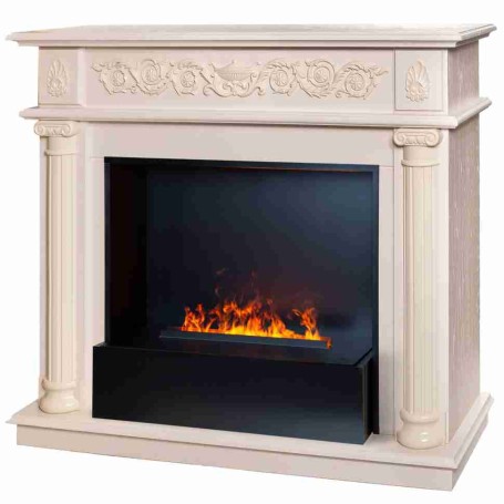 Электрокамин RealFlame Attica WT айвори с очагом 3D Cassette 630 Black Panel