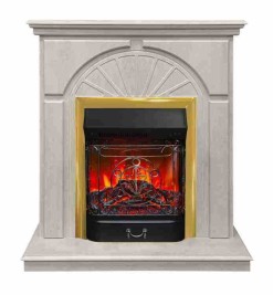 Электрокамин RealFlame Vesta WT-F715 с очагом Majestic Lux BR золотой без пульта ДУ