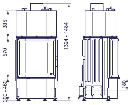 Каминная топка 600/57 K WW ECOPLUS, чёрная (Hark)