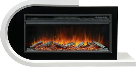 Каминокомплект Basel L - Белый с черным с очагом Vision 42 LOG LED