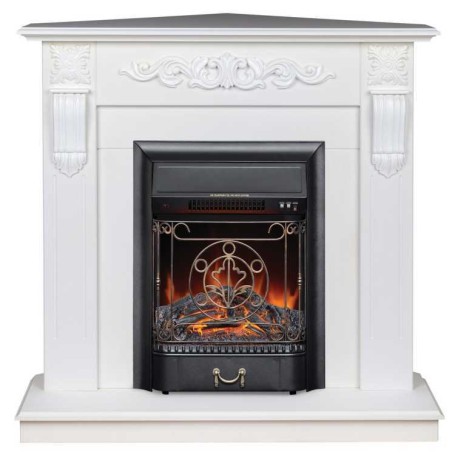 Электрокамин RealFlame Dominica Corner DN белый матовый с очагом Majestic Lux Black