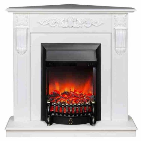 Электрокамин RealFlame Dominica Corner DN белый матовый с очагом Fobos Lux Black