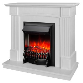 Электрокамин RealFlame Andrea WT фактурный белый с очагом Fobos Lux Black