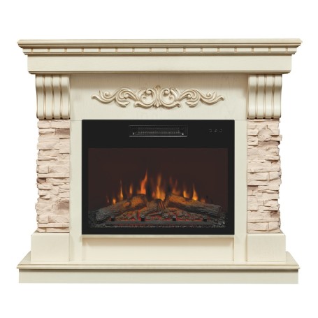 Электрокамин RealFlame Marseilles Luxe 24 WT белый дуб с золотой патиной с очагом Kendal 24