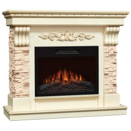 Электрокамин RealFlame Marseilles Luxe 24 WT белый дуб с золотой патиной с очагом Kendal 24