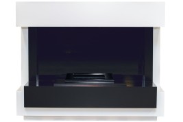 Каминокомплект Cube - Белый с черным с очагом Cassette 600 LNH-INT (с дровами)