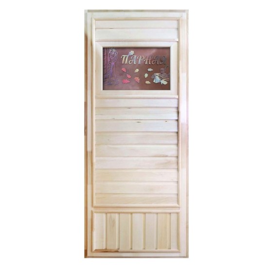 Дверь DoorWood Вагонка эконом 75х185, со стеклом Дженифер